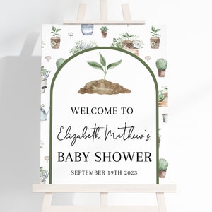 Little Sprout Welcome Sign, Plant Greenery Shower Sign, Welcome Sign Printable, Baby Shower Gardening Theme Decor