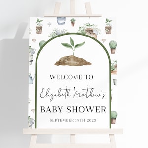 Little Sprout Welcome Sign, Plant Greenery Shower Sign, Welcome Sign Printable, Baby Shower Gardening Theme Decor