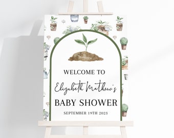 Little Sprout Welcome Sign, Plant Greenery Shower Sign, Welcome Sign Printable, Baby Shower Gardening Theme Decor