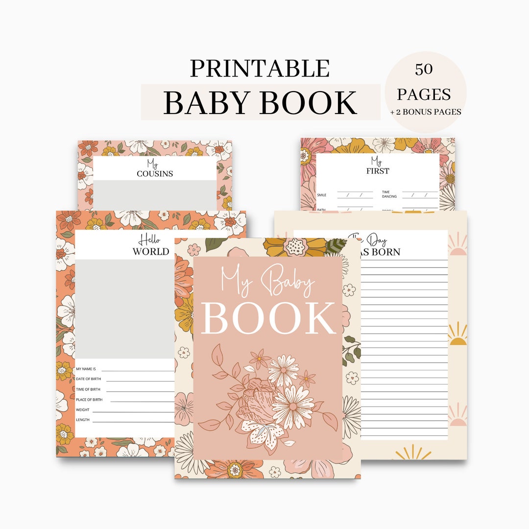 Baby Book Printable, Boho Botanical Baby Book, Printable Memory Book ...