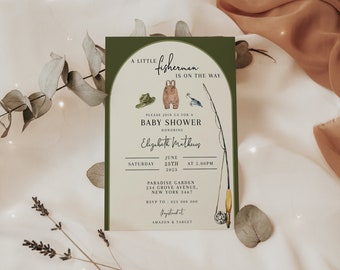 Fishing Baby Shower Invitation Boy Baby Shower Reel Excited - Etsy