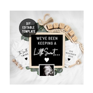 Twins Digital Pregnancy Announcement Digital For Social Media, Twins Gender Neutral, Social Media Post