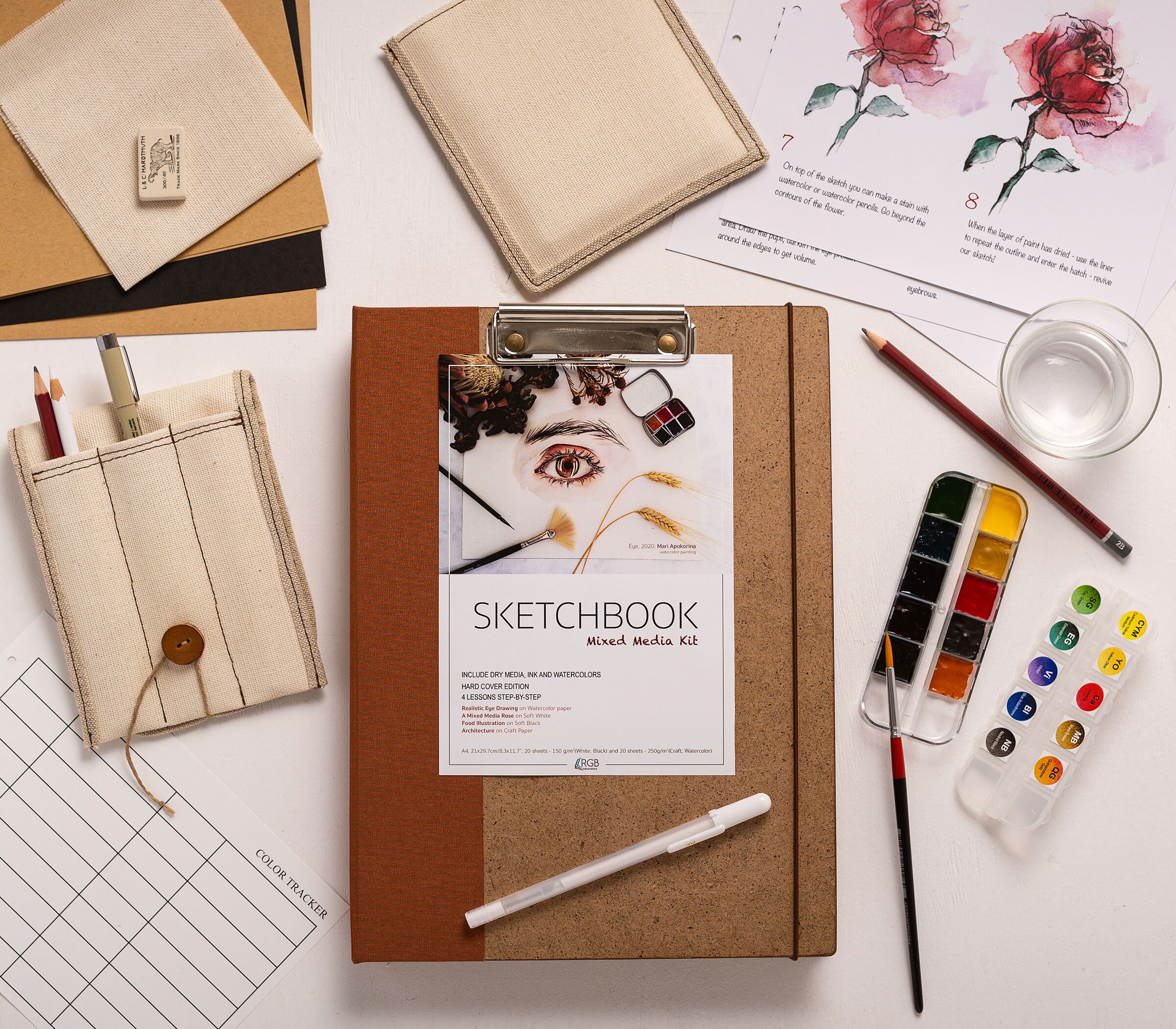 Sketchbook Mixed Media Kit with Tutorials Watercolors Tools Etsy