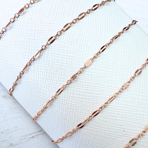 14k Rose Gold Filled Dapped Sequin Chain for Permanent Jewelry - 2.3mm Wide - Sold by the Foot