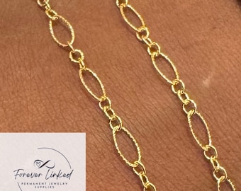 14k Gold Filled Twisted Oval One Long Three Short Chain for Permanent Jewelry - Sold by the Foot - Select Quantity After Adding to Cart