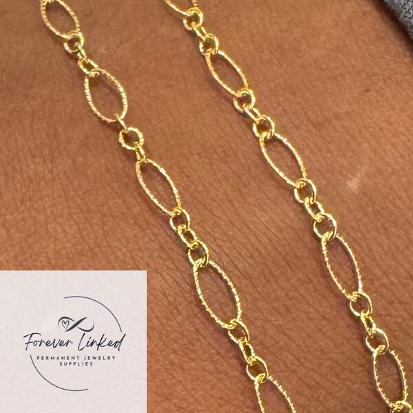 14k Gold Filled Twisted Oval One Long Three Short Chain for Permanent Jewelry - Sold by the Foot - Select Quantity After Adding to Cart