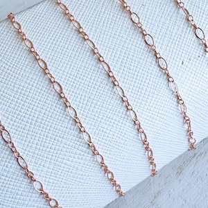 14k Rose Gold Filled Dainty Oval Chain for Permanent Jewelry - 2.3mm Wide - Sold by the Foot