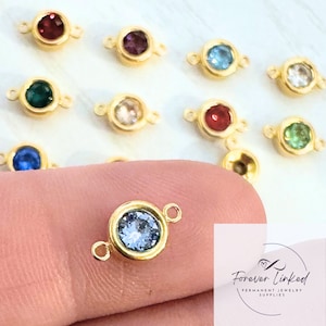 6mm 14k Gold Filled Birthstone Connectors for Permanent Jewelry - Sold Individually or As a Set of 12