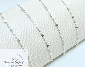 Sterling Silver Sequin Link Chain for Permanent Jewelry - Sold by the Foot
