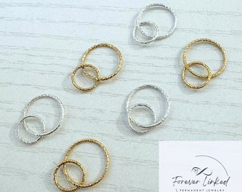 14k Gold Filled or Sterling Silver Double Circle Connectors for Permanent Jewelry - 17mm/10mm - Twisted Wire - Sold Individually