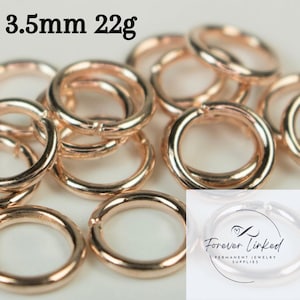 14k Rose Gold Filled Jump Rings (3.5mm 22g) for permanent jewelry - Pack of 50