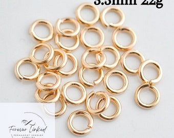 14k Gold Filled Jump Rings (3.5mm 22g) for permanent jewelry - Pack of 50