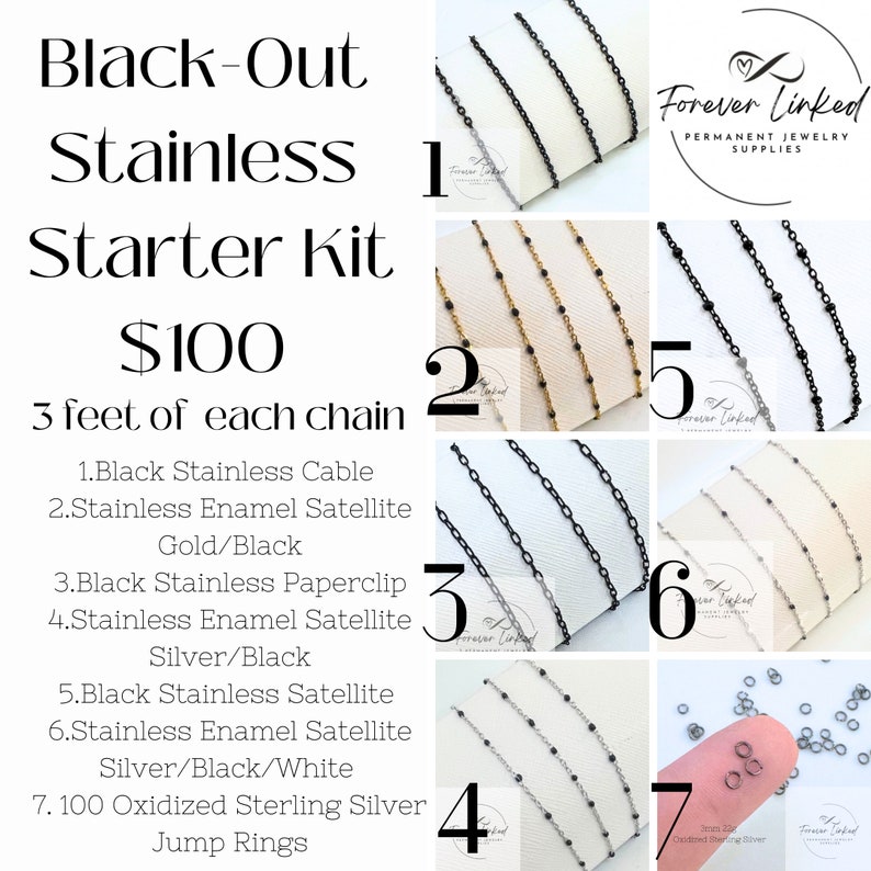 Permanent Jewelry Starter Kit Black Out Stainless Etsy