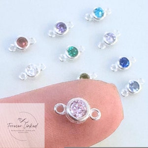 4mm Sterling Silver Birthstone Connectors for Permanent Jewelry