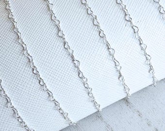 Sterling Silver 3.2mm Heart Chain for Permanent Jewelry - Sold By the Foot
