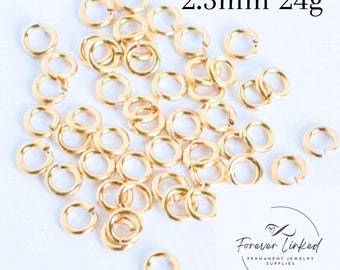 14k Gold Filled Jump Rings (2.5mm 24g) Pack of 50 for permanent jewelry