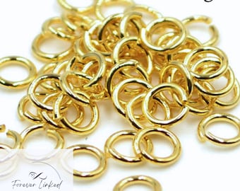 14k Gold Filled Jump Rings (4mm 22g) Pack of 50 for permanent jewelry - good for larger chains