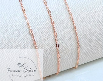 14k Rose Gold Filled Dapped Sequin Chain for Permanent Jewelry - 2.4mm Wide - Sold by the Foot