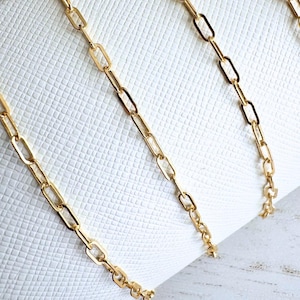 14k Gold Filled Chunky Paperclip Chain for Permanent Jewelry - Sold by the Foot - 2.5mm Wide