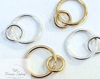 14k Gold Filled and Sterling Silver Double Circle Connectors for Permanent Jewelry Sold Individually