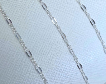 Sterling Silver Dapped Sequin Chain for Permanent Jewelry - 2.3mm - Sold by the Foot