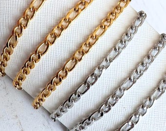 Stainless Steel 5mm Figaro Chain for Permanent Jewelry - Ion Plated - Sold By the Foot - THICK CHAIN (must use heavy duty cutters)