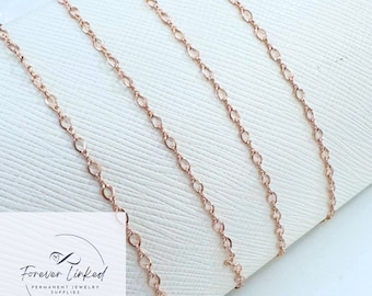 14k Rose Gold Filled Twisted Cable Chain for Permanent Jewelry - Dainty Chain - Use With 26g Jump Ring - Sold by the foot