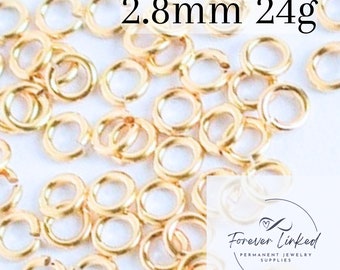14k Gold Filled Jump Rings (2.8mm 24g) Pack of 50 for permanent jewelry