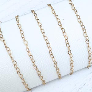 Gold Stainless Steel Heart Chain for Permanent Jewelry - Ion Plated - 3.5mm Chain - Sold by the Foot