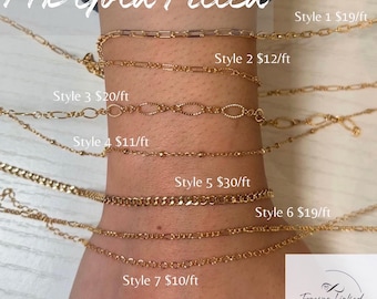 14k Gold Filled Chain for Permanent Jewelry - Seven Styles - Sold by the Foot