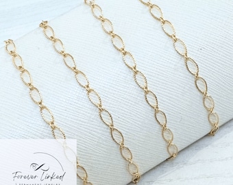 14K Solid Gold 2.0 mm Lip Chain By the Inch | Gold Permanent Jewelry Chains | Wholesale Bulk Chains for Jewelry Making