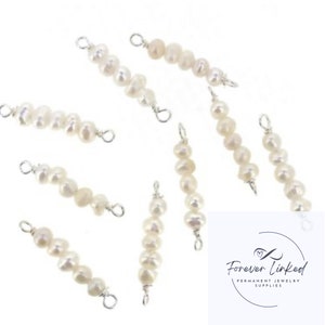 14k Gold Filled or Sterling Silver Pearl Connector for Permanent Jewelry Sold Individually - Five 2.5mm pearls - Dainty