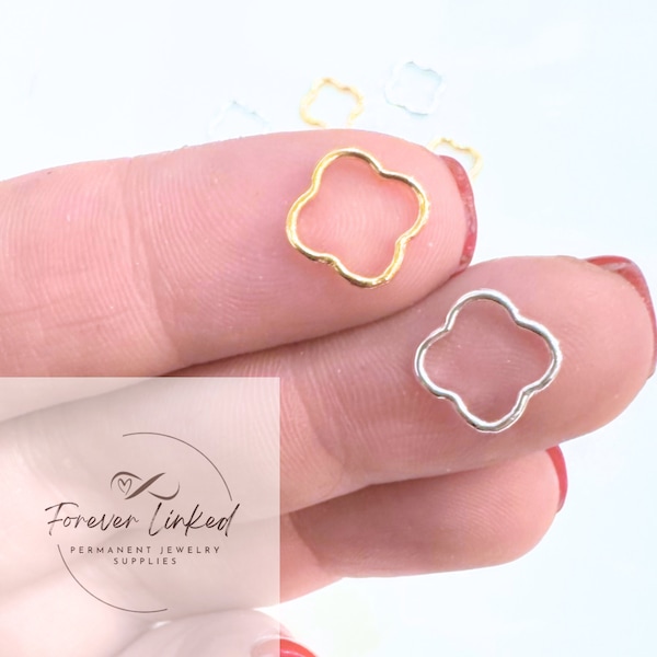 Permanent Jewelry Connector -Open Clover - Sterling Silver - 14k Gold Filled