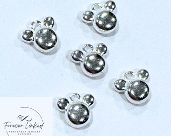 Sterling Silver Mouse Charms for permanent jewelry - 10mm