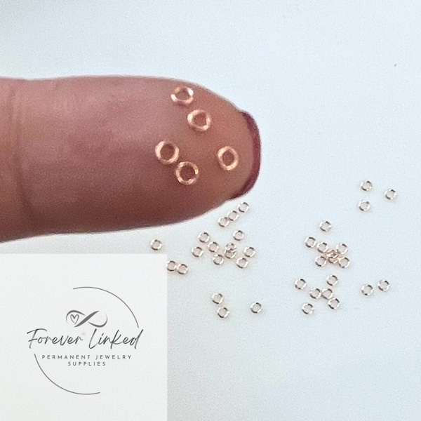 14k Rose Gold Filled Jump Rings (2.3mm 26g) Pack of 50 for Permanent Jewelry