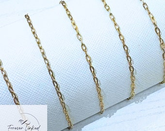Gold Stainless Steel Paperclip Chain for Permanent Jewelry - Ion Plated - 2.5mm Wide - Sold by the Foot