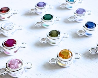 4mm Sterling Silver Birthstone Connectors for Permanent Jewelry