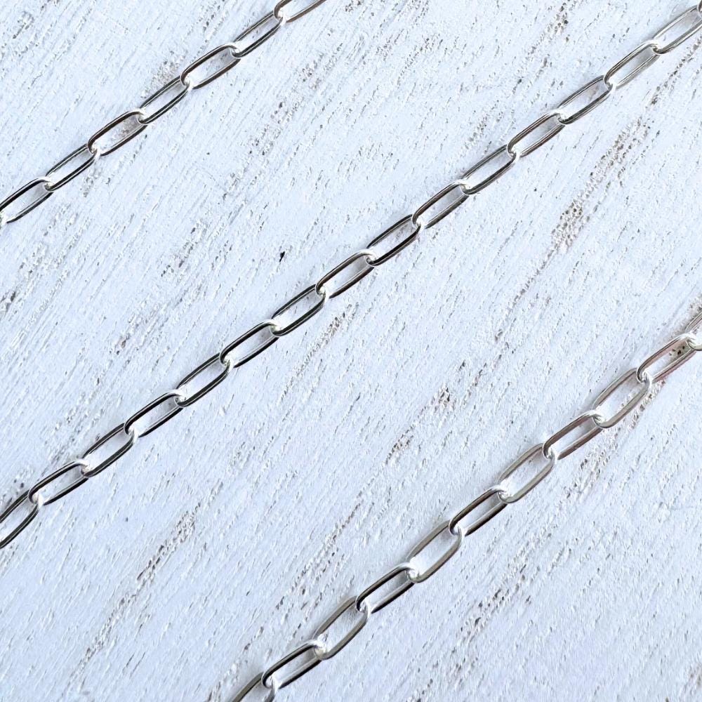 Sterling Silver Chunky Paperclip Chain for Permanent Jewelry - Sold by the Foot - 2.5mm Wide