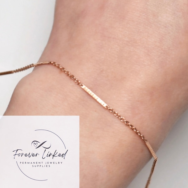 Dainty 14k Rose Gold Filled Flat Bar Cable Chain for Permanent Jewelry - Use With 26g Jump Rings - Sold by the foot