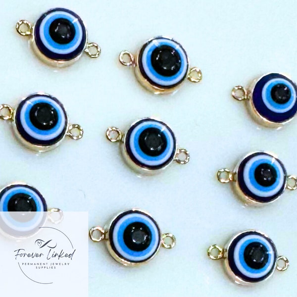 14k Gold Filled Evil Eye Connector for Permanent Jewelry - 6mm - sold individually