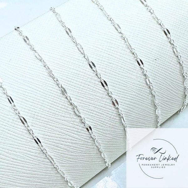Sterling Silver Dapped Sequin Chain for Permanent Jewelry - 2.4mm - Sold by the Foot