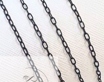 Black Stainless Steel Paperclip Chain for Permanent Jewelry - Ion Plated - Sold by the Foot - 2.5mm Wide