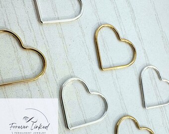14k Gold Filled or Sterling Silver Large Open Heart Connector for Permanent Jewelry - 17mm - Sold Individually