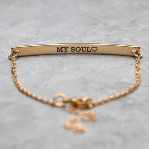 Personalized Bracelet For Women - Personalized Gifts For Soul Sister Custom Bar Bracelet Wedding Jewelry Bridesmaid Gifts Delicate Bracelet