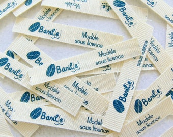 Étiquette de licence Basil(e) à coudre - coton biologique