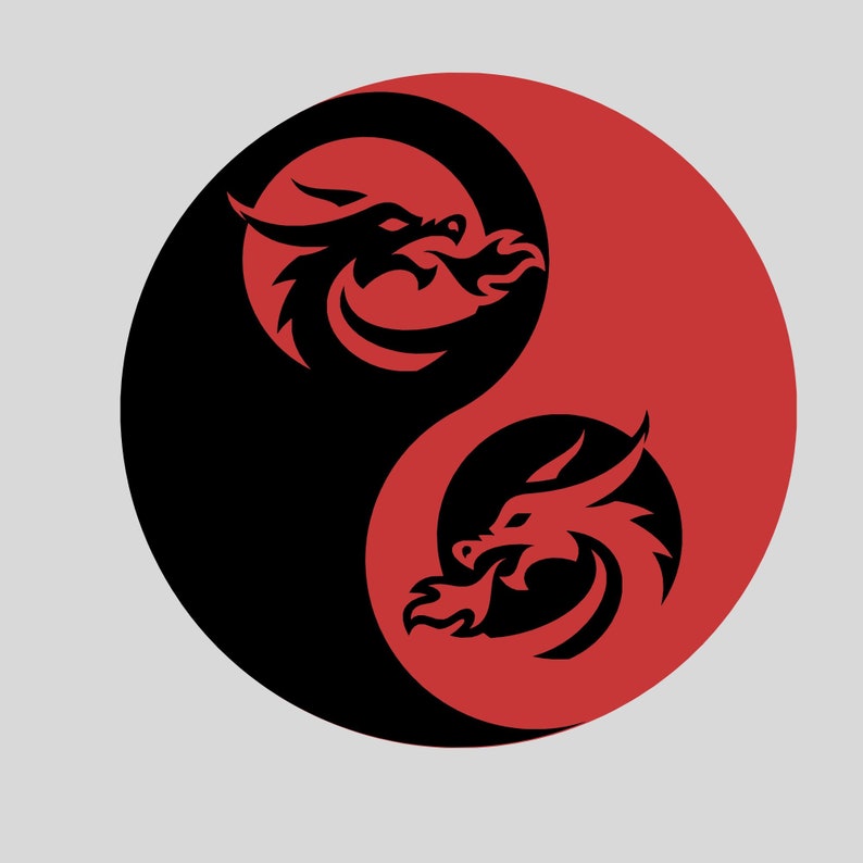 Yin and Yang Dragon SVG, DND Clipart, Dinosaur PNG File, Sticker Jpg ...