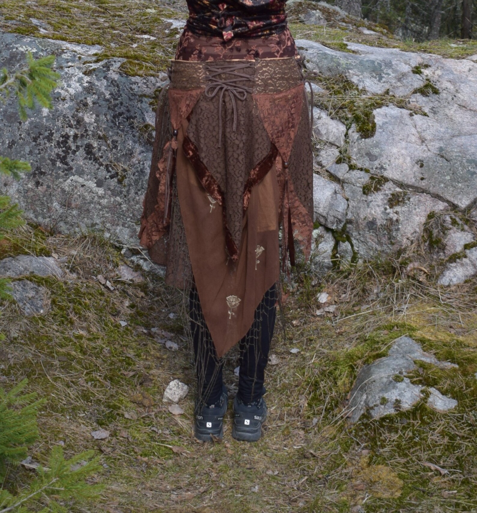 Upcycled fairy skirt with brown lace and lacing Etsy