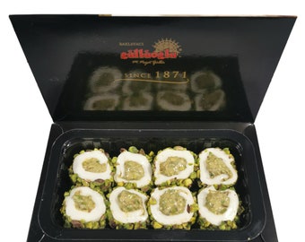 Gulluoglu Gourmet Delight Series: Delizia turca di marshmallow al pistacchio con crema di nocciole - 8 pezzi, 250 g / 8,8 once (confezione da 1)