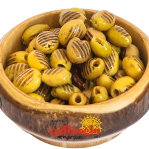 Gulluoglu Grilled Pittig Green Olives, 12.3oz - 350gr (Pack of 1), daily fresh shipment from Gulluoglu Shop at the Spice Bazaar in Istanbul