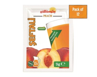 Gulluoglu Fruity Splash Mix, 'Pfirsich', 9gr (12er Pack), täglich frische Lieferung von Gulluoglu Shop auf dem Gewürzbasar in Istanbul